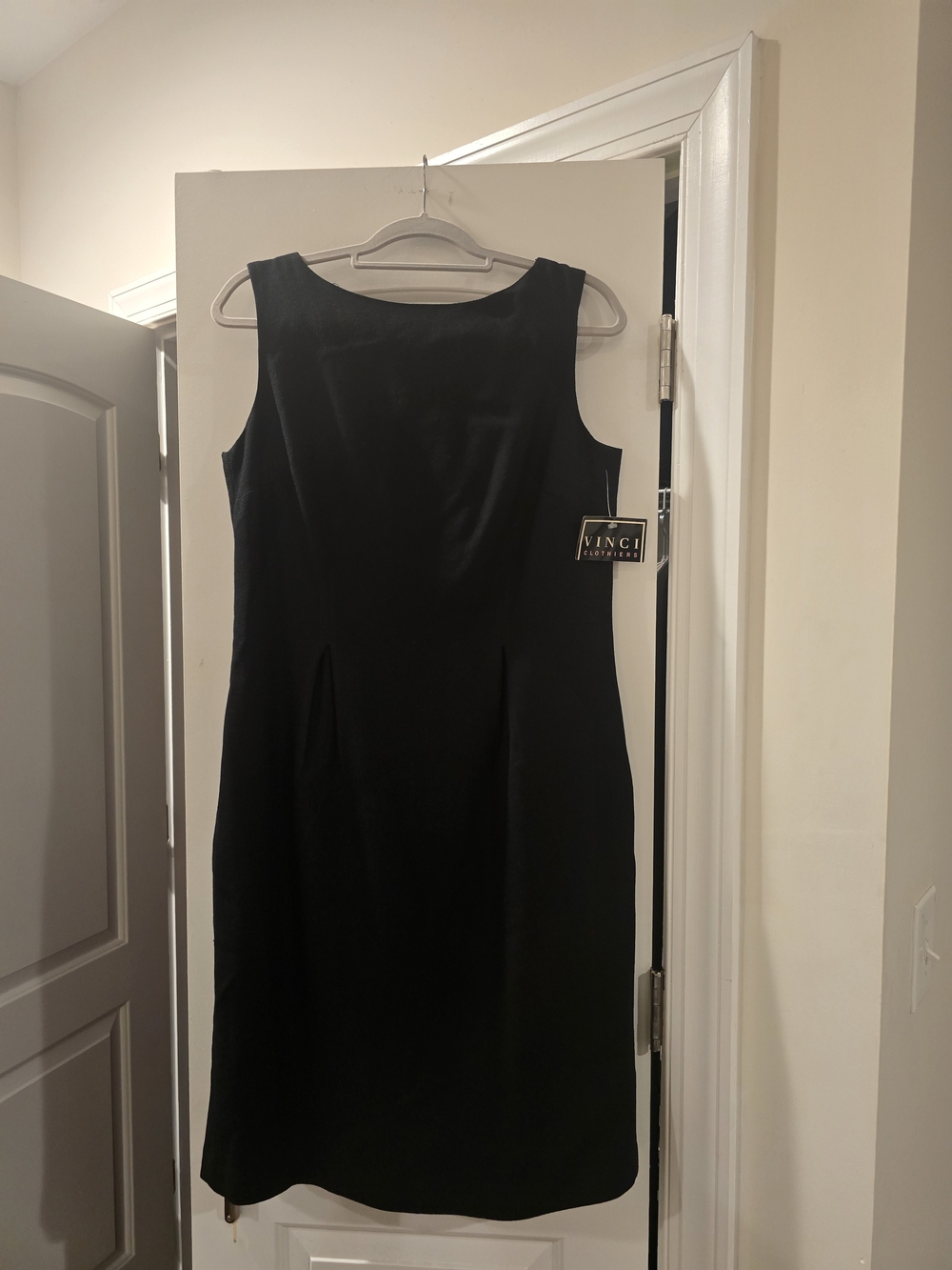 NWT Vinci Clothiers Black 100% Wool Sheath Dress Size 14 Made in USA